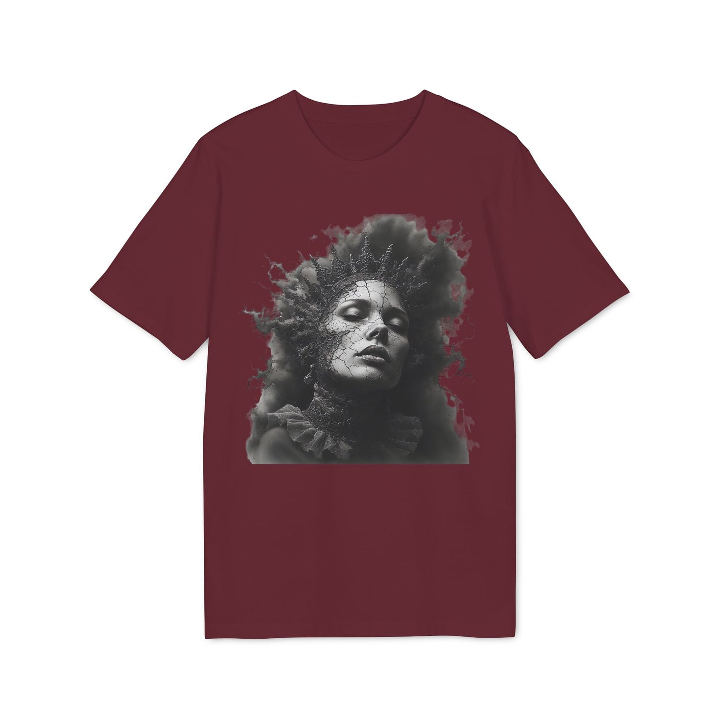 Ucique Cracked Queen T-Shirt – Surreal Dark Art Portrait | Eco Unisex Streetwear