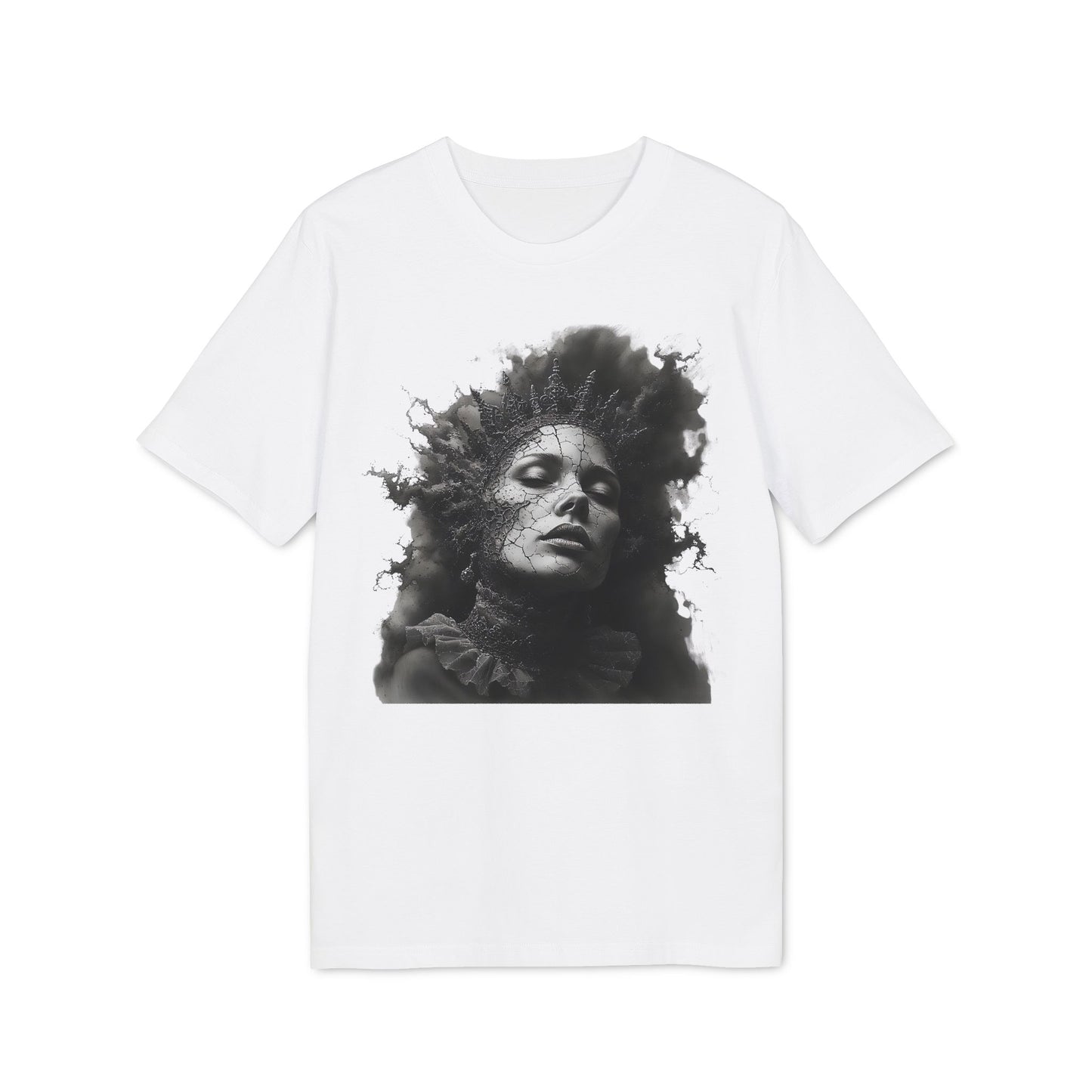 Ucique Cracked Queen T-Shirt – Surreal Dark Art Portrait | Eco Unisex Streetwear