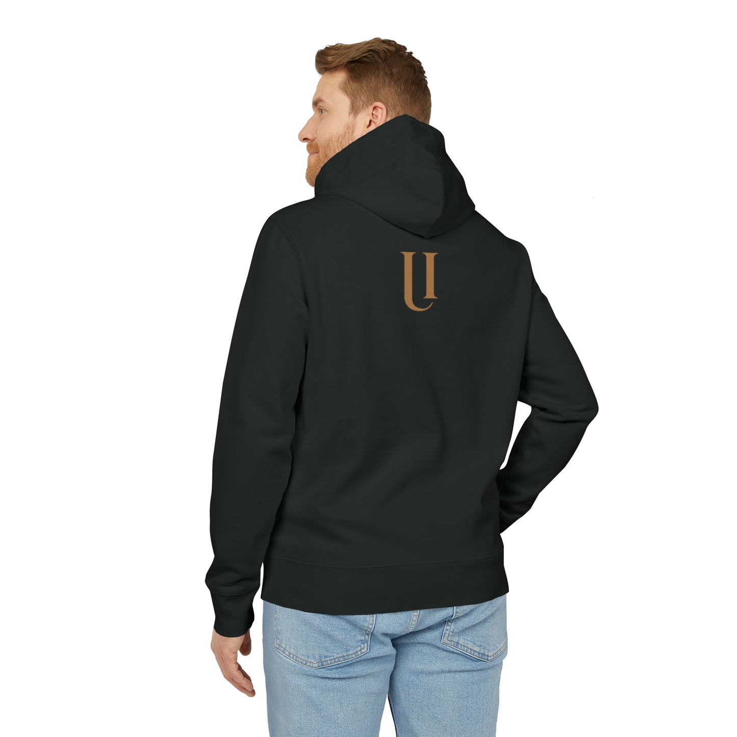 Ucique Fragmented Serenity Hoodie – Surreal Cracked Face Design | Organic Cotton Eco Gothic Streetwear