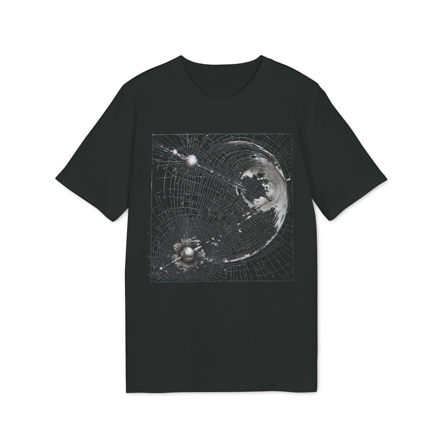 Ucique Cosmic Web T-Shirt – Celestial Geometry Dark Art | Eco Unisex Streetwear