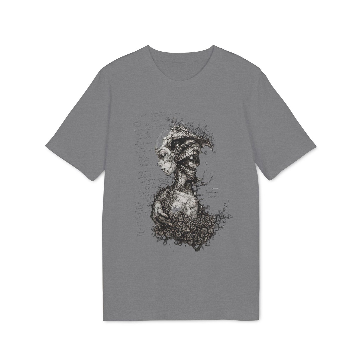 Ucique Dual Existence T-Shirt – Surreal Line-Art Fusion | Organic Cotton Eco Streetwear