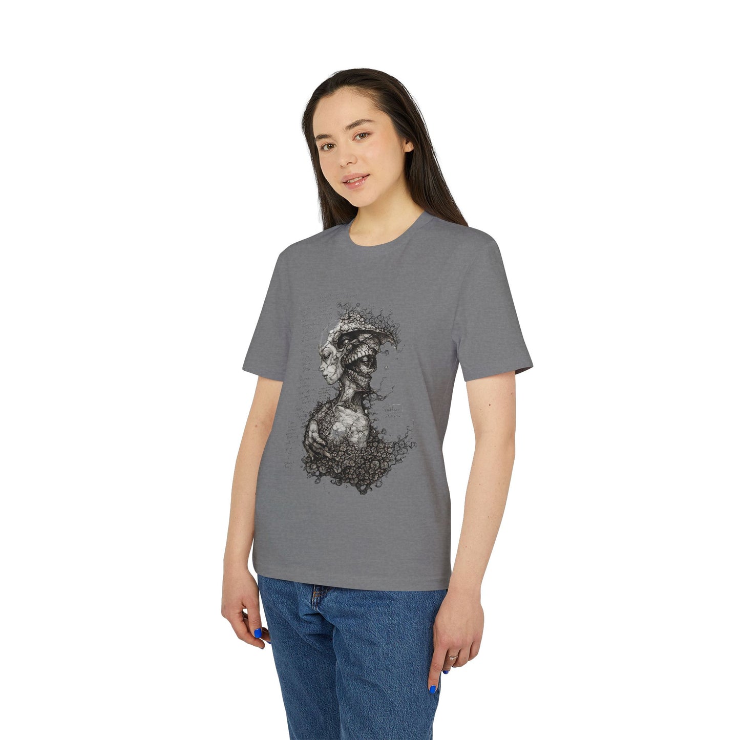 Ucique Dual Existence T-Shirt – Surreal Line-Art Fusion | Organic Cotton Eco Streetwear