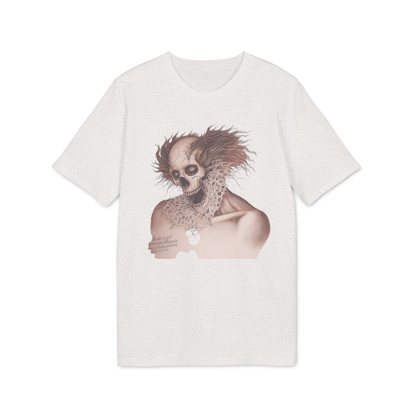 Ucique Bone Jester T-Shirt – Surreal Skull Portrait | Organic Cotton Eco Gothic Streetwear