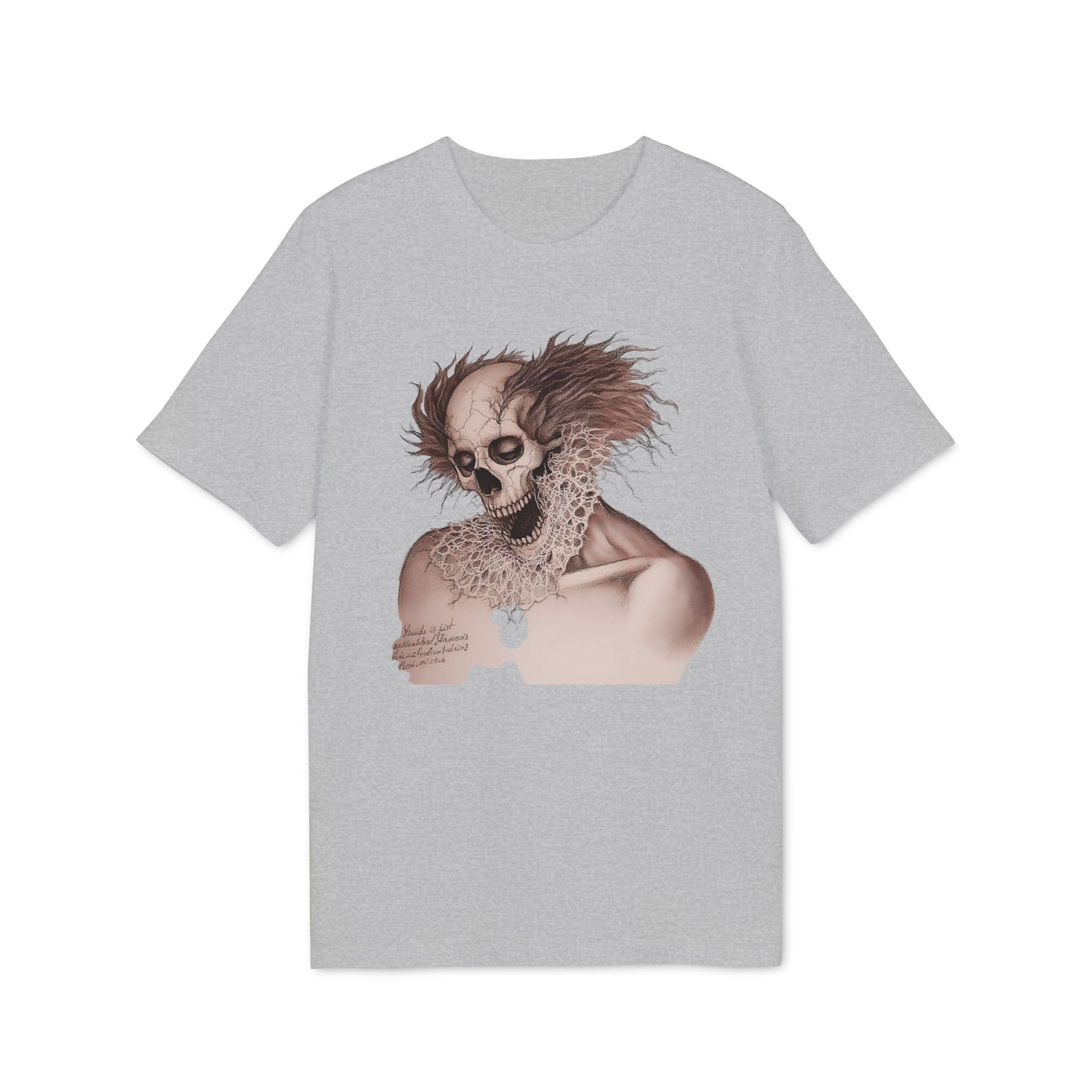 Ucique Bone Jester T-Shirt – Surreal Skull Portrait | Organic Cotton Eco Gothic Streetwear