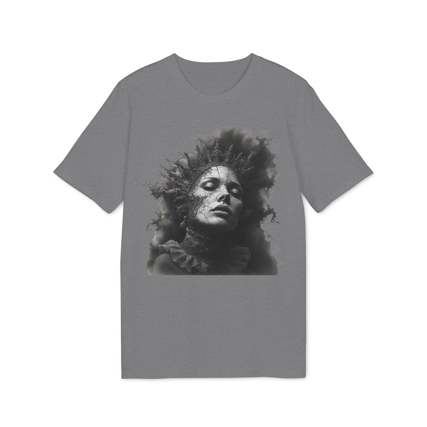 Ucique Cracked Queen T-Shirt – Surreal Dark Art Portrait | Eco Unisex Streetwear