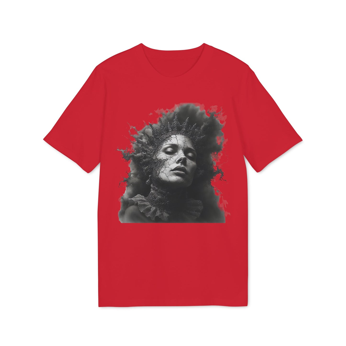 Ucique Cracked Queen T-Shirt – Surreal Dark Art Portrait | Eco Unisex Streetwear