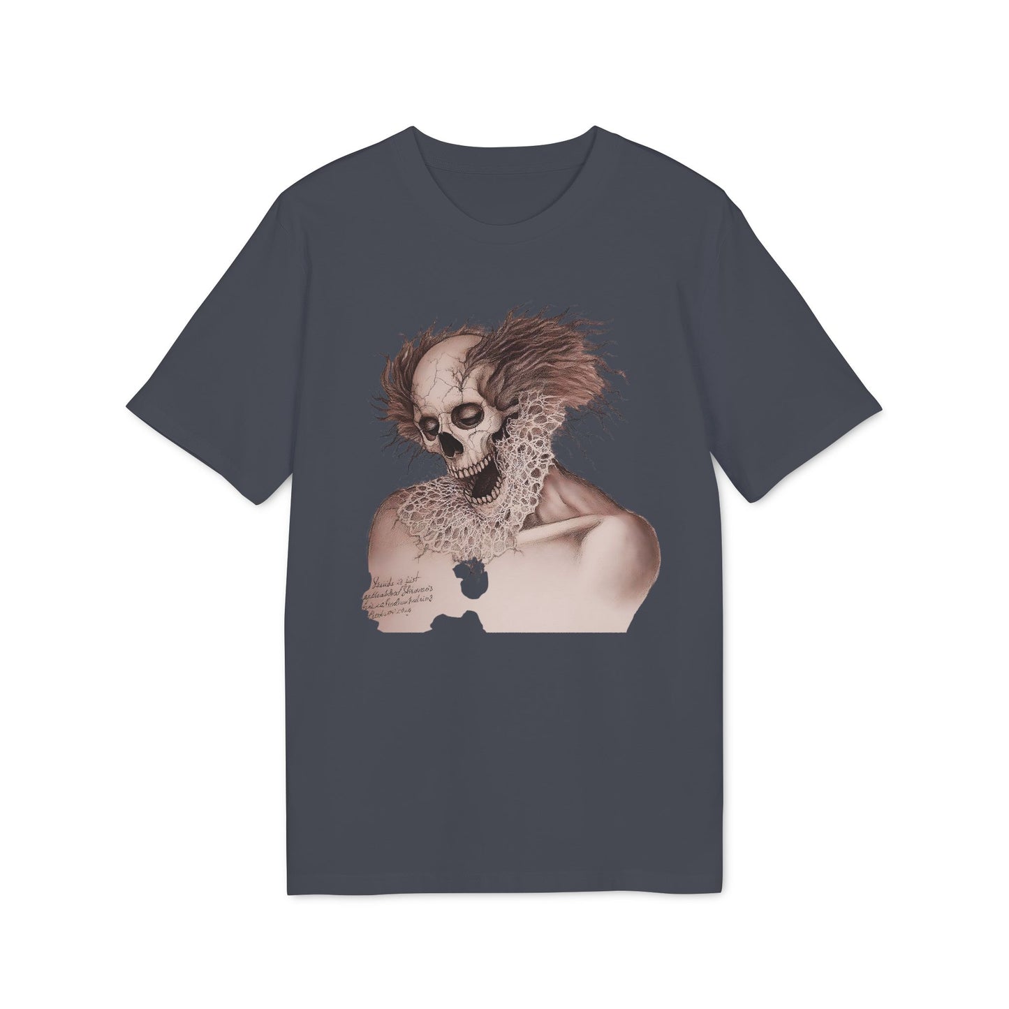 Ucique Bone Jester T-Shirt – Surreal Skull Portrait | Organic Cotton Eco Gothic Streetwear