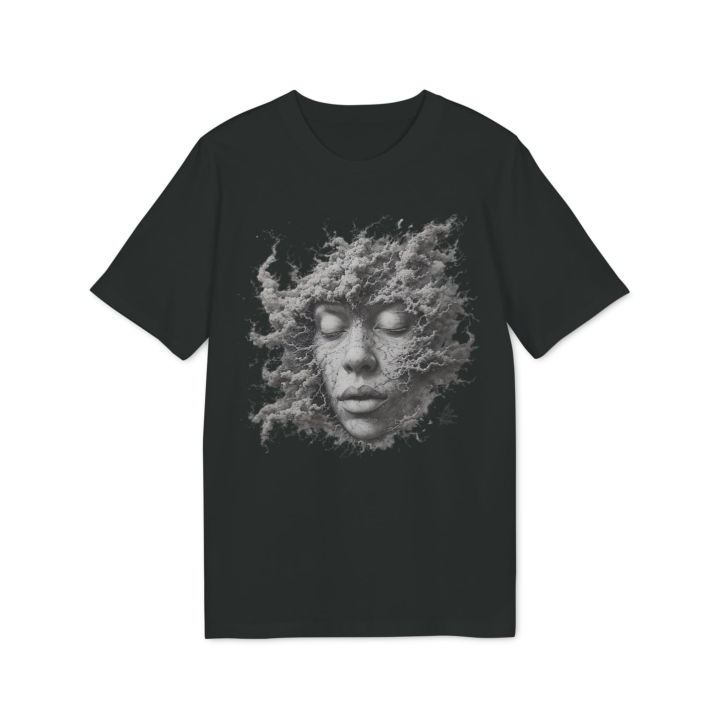 Ucique Dust of Silence T-Shirt – Surreal Face Fragment Design | Organic Cotton Eco Streetwear
