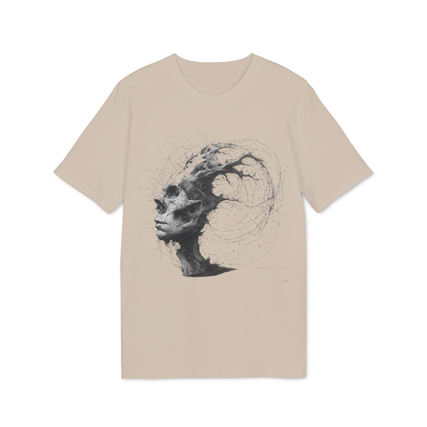 Ucique Echo Skull T-Shirt – Surreal Cosmic Anatomy Design | Organic Cotton Eco Streetwear