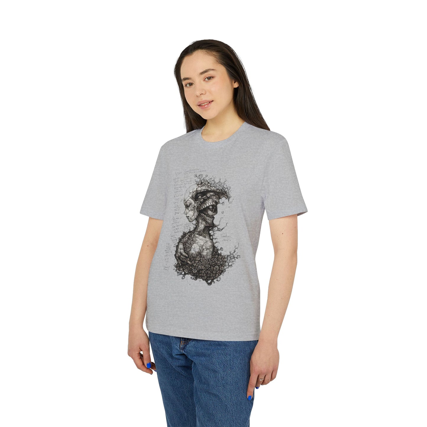 Ucique Dual Existence T-Shirt – Surreal Line-Art Fusion | Organic Cotton Eco Streetwear
