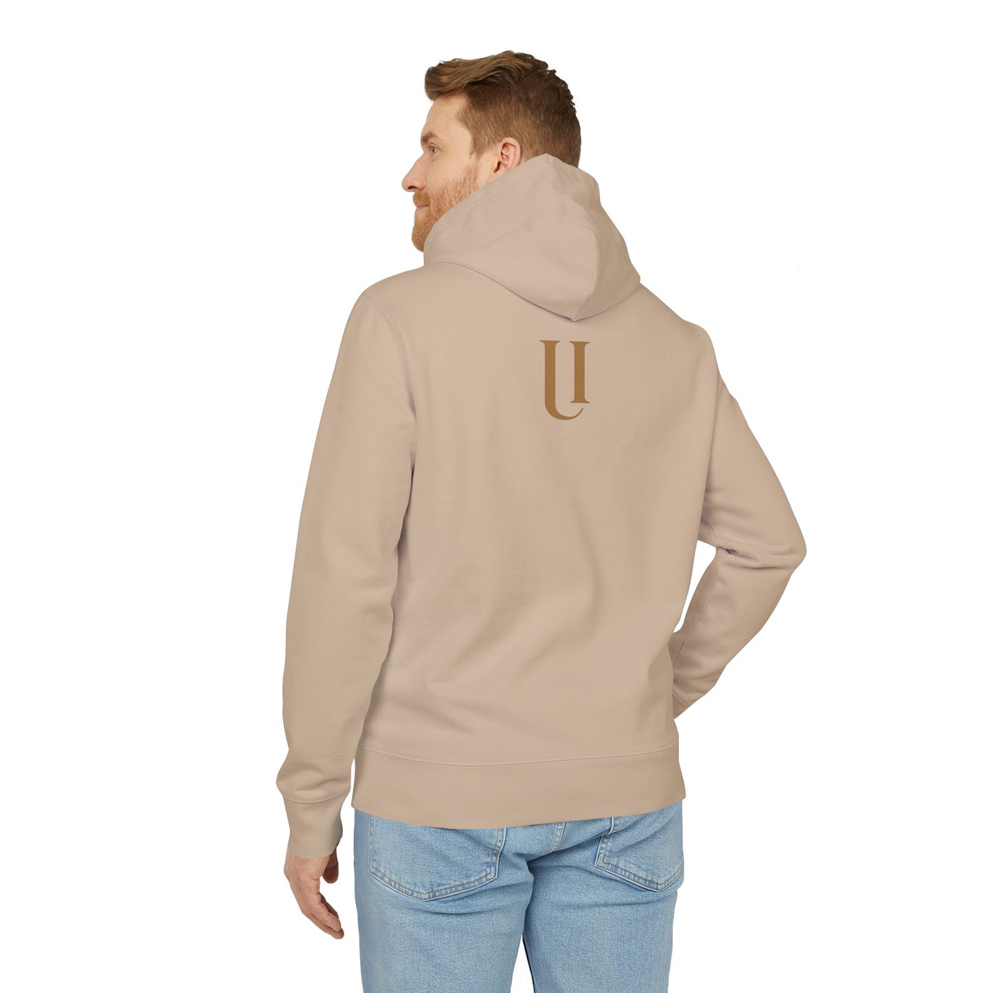 Ucique Cracked Mask Hoodie – Surreal Face with Glowing Eyes | Organic Cotton Gothic Eco Streetwear