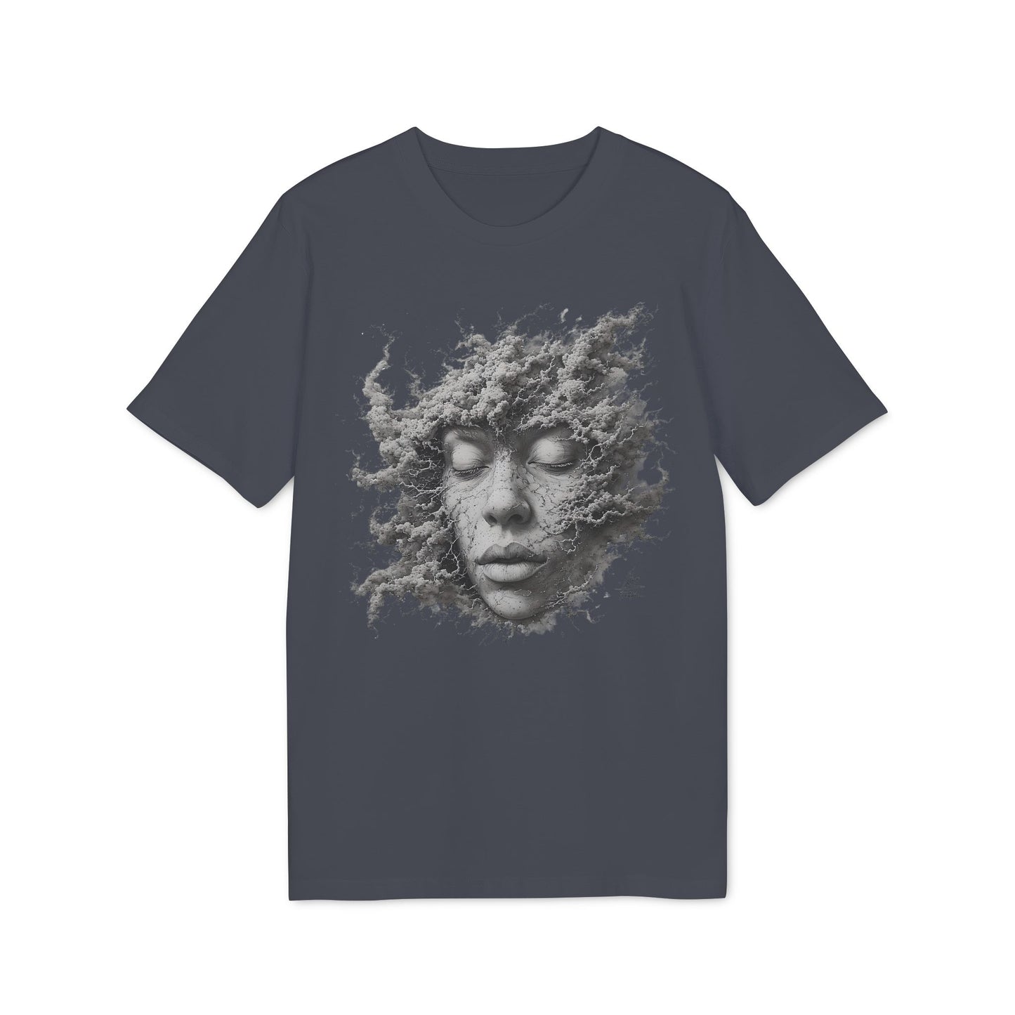 Ucique Dust of Silence T-Shirt – Surreal Face Fragment Design | Organic Cotton Eco Streetwear