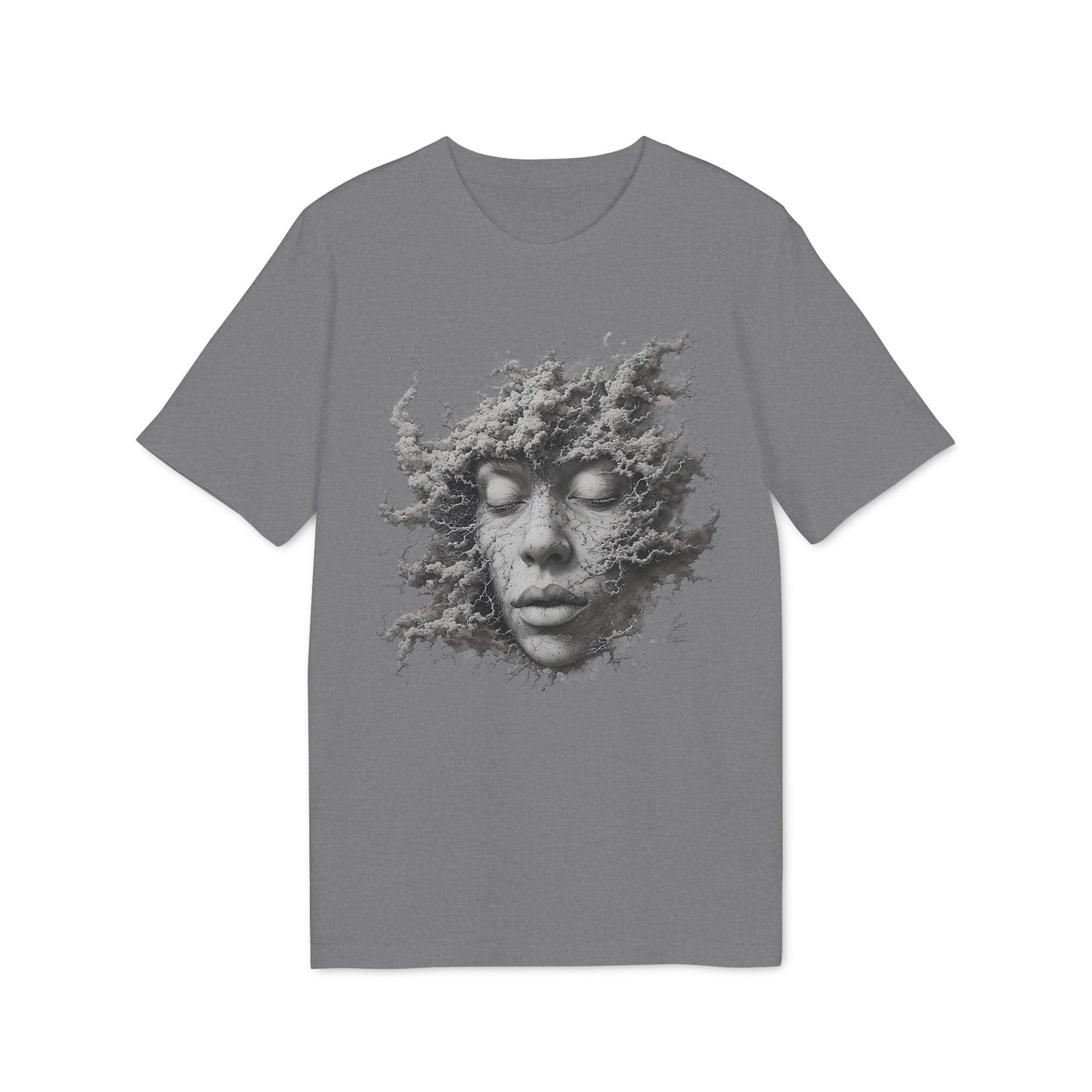 Ucique Dust of Silence T-Shirt – Surreal Face Fragment Design | Organic Cotton Eco Streetwear