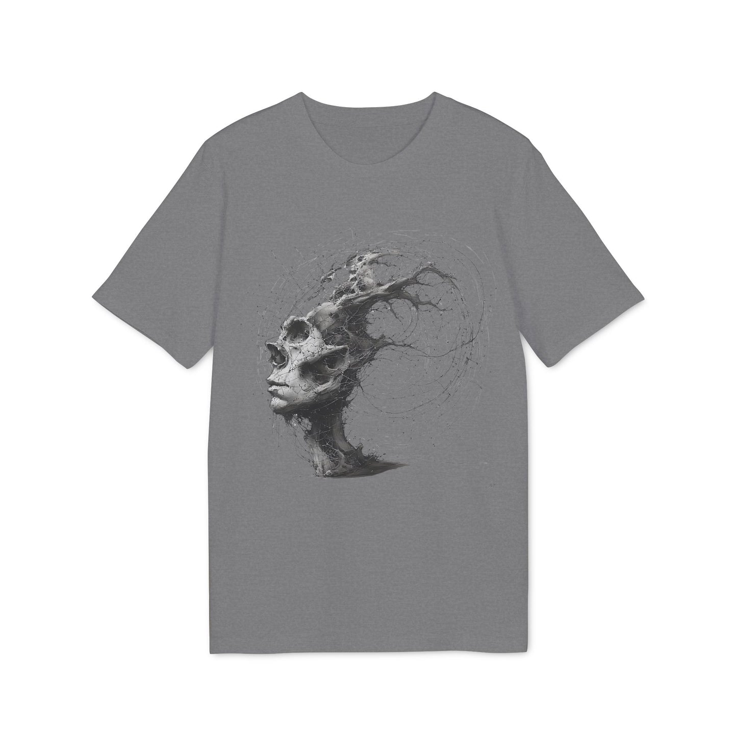 Ucique Echo Skull T-Shirt – Surreal Cosmic Anatomy Design | Organic Cotton Eco Streetwear