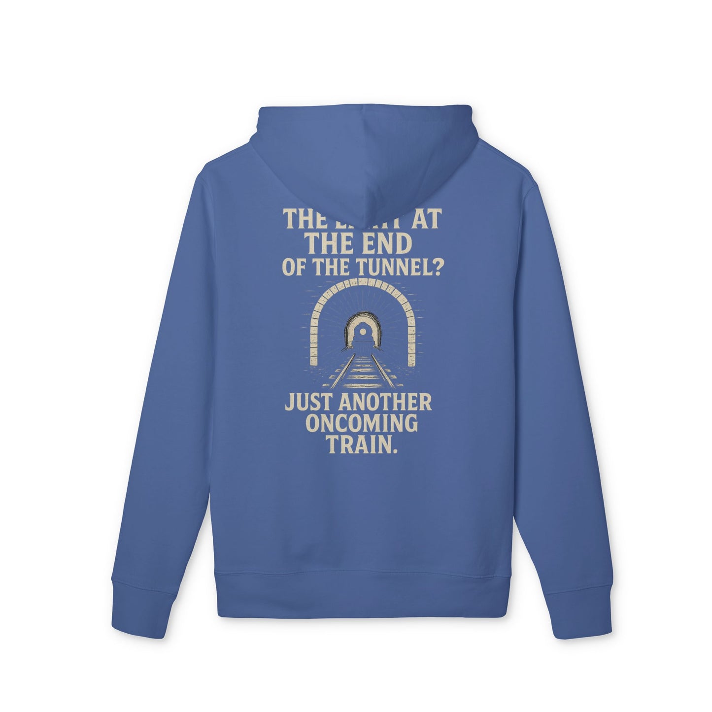 Ucique Organic Tunnel Hoodie – The Light at the End? Just Another Oncoming Train | Eco Gothic Sarcasm Streetwear