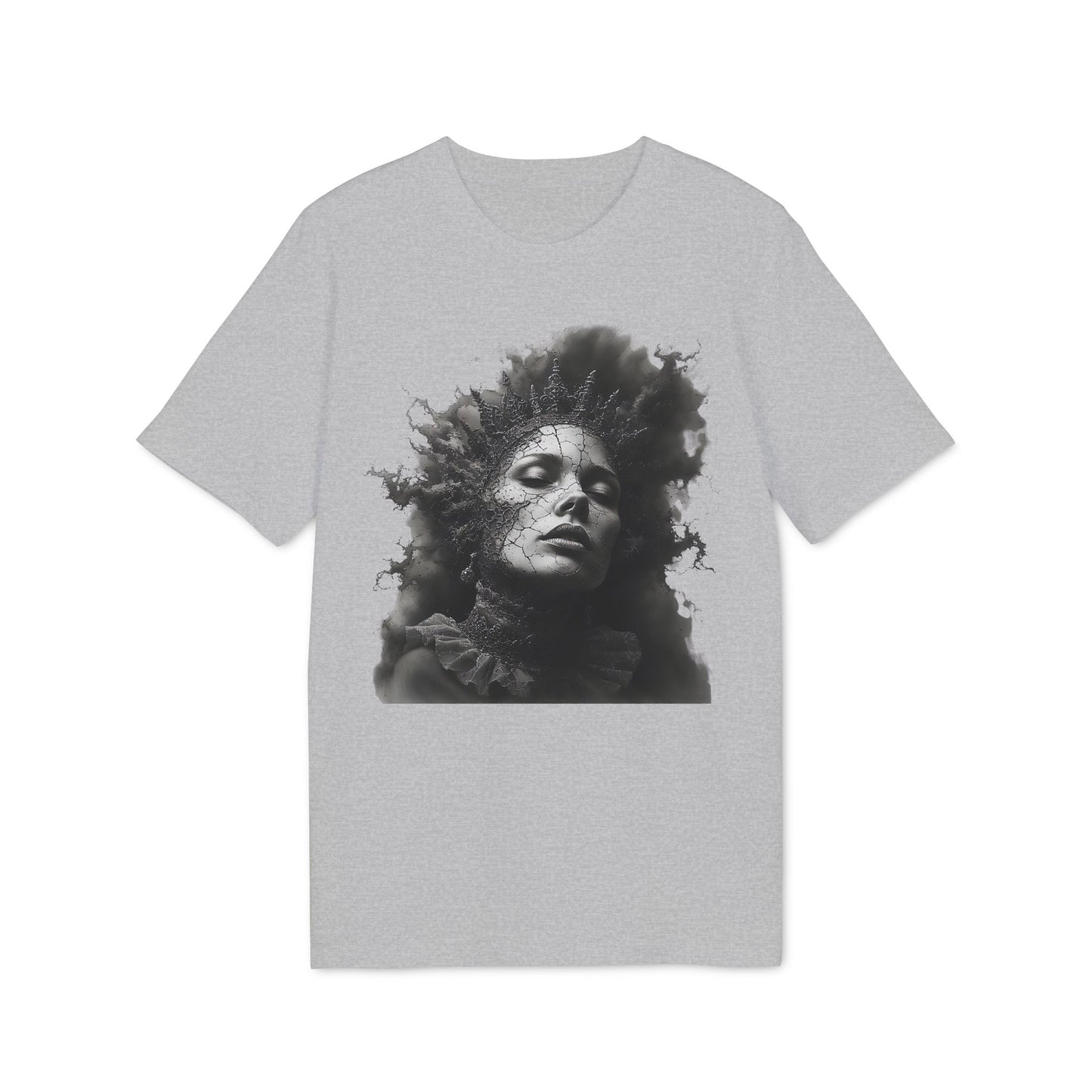 Ucique Cracked Queen T-Shirt – Surreal Dark Art Portrait | Eco Unisex Streetwear