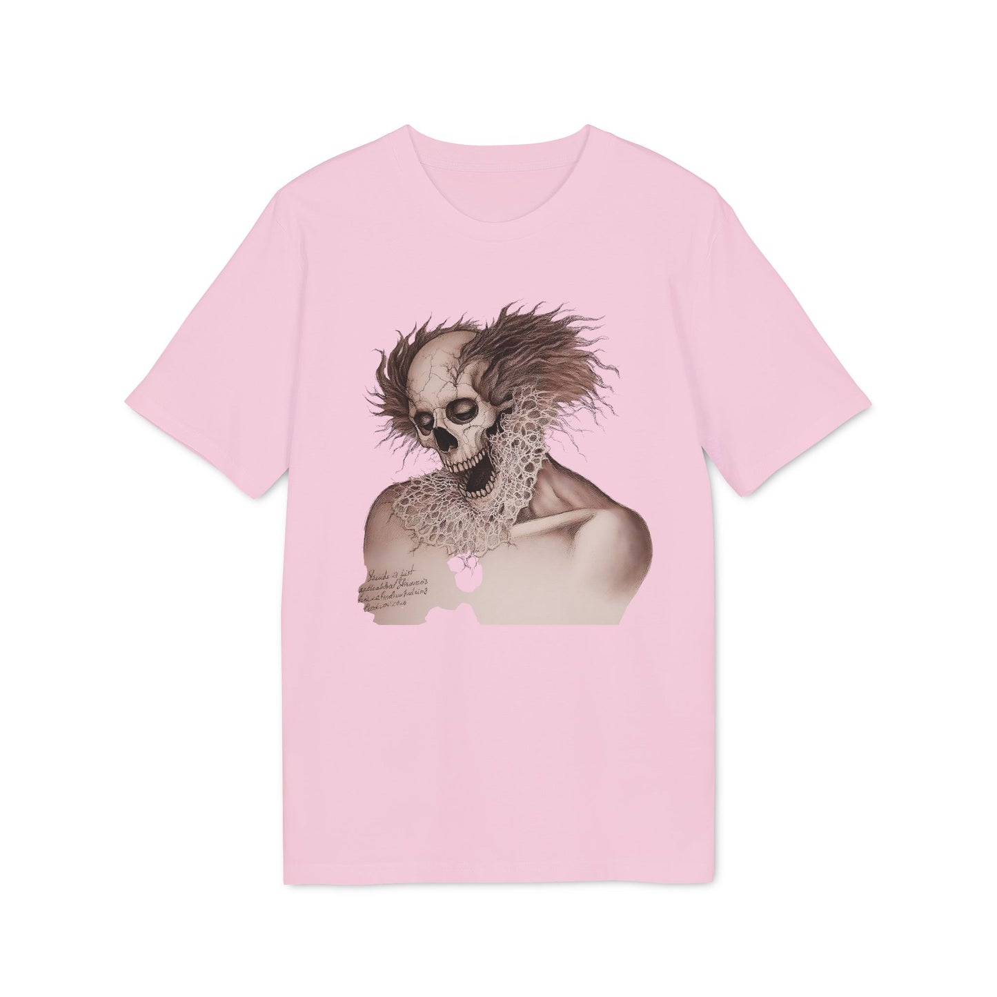 Ucique Bone Jester T-Shirt – Surreal Skull Portrait | Organic Cotton Eco Gothic Streetwear