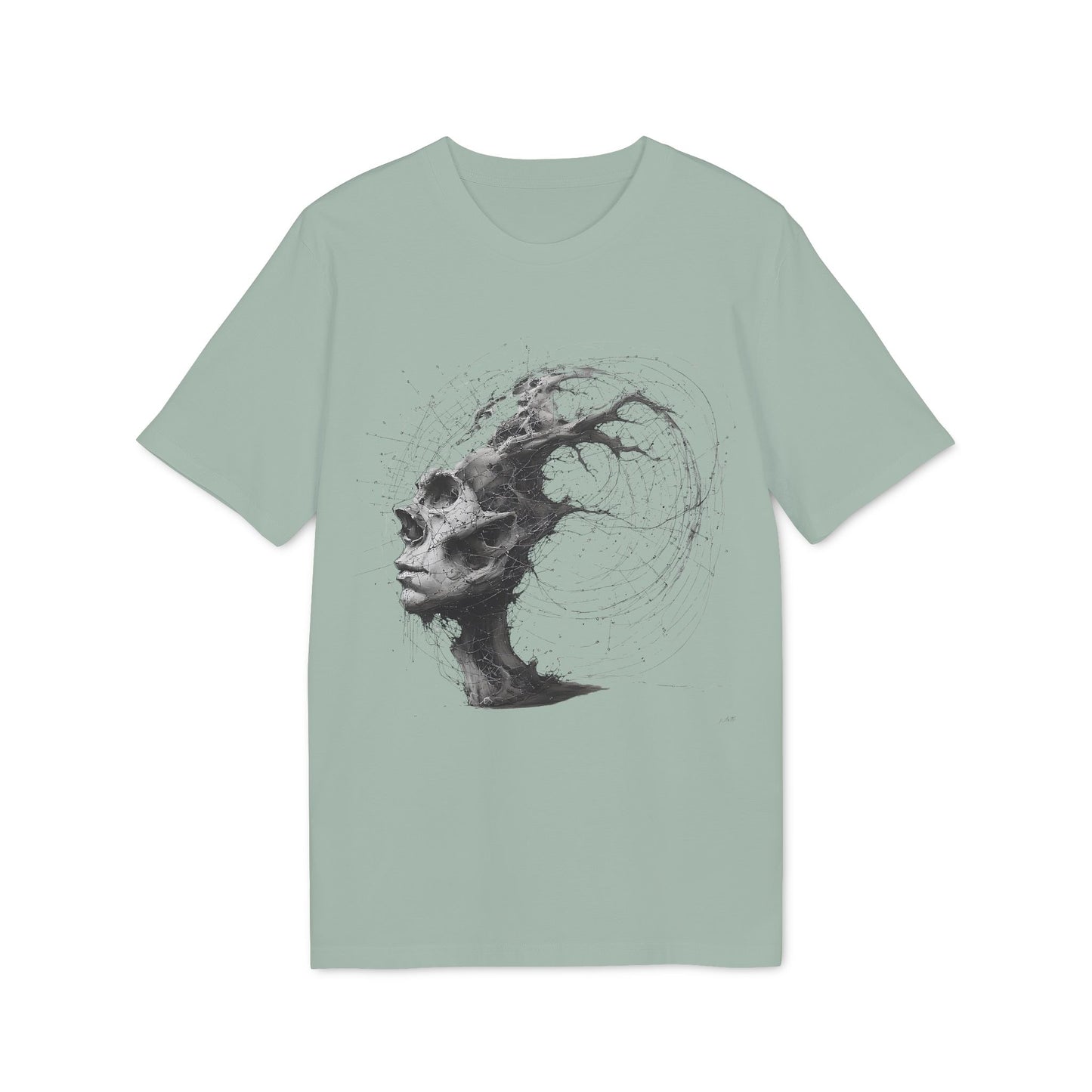 Ucique Echo Skull T-Shirt – Surreal Cosmic Anatomy Design | Organic Cotton Eco Streetwear