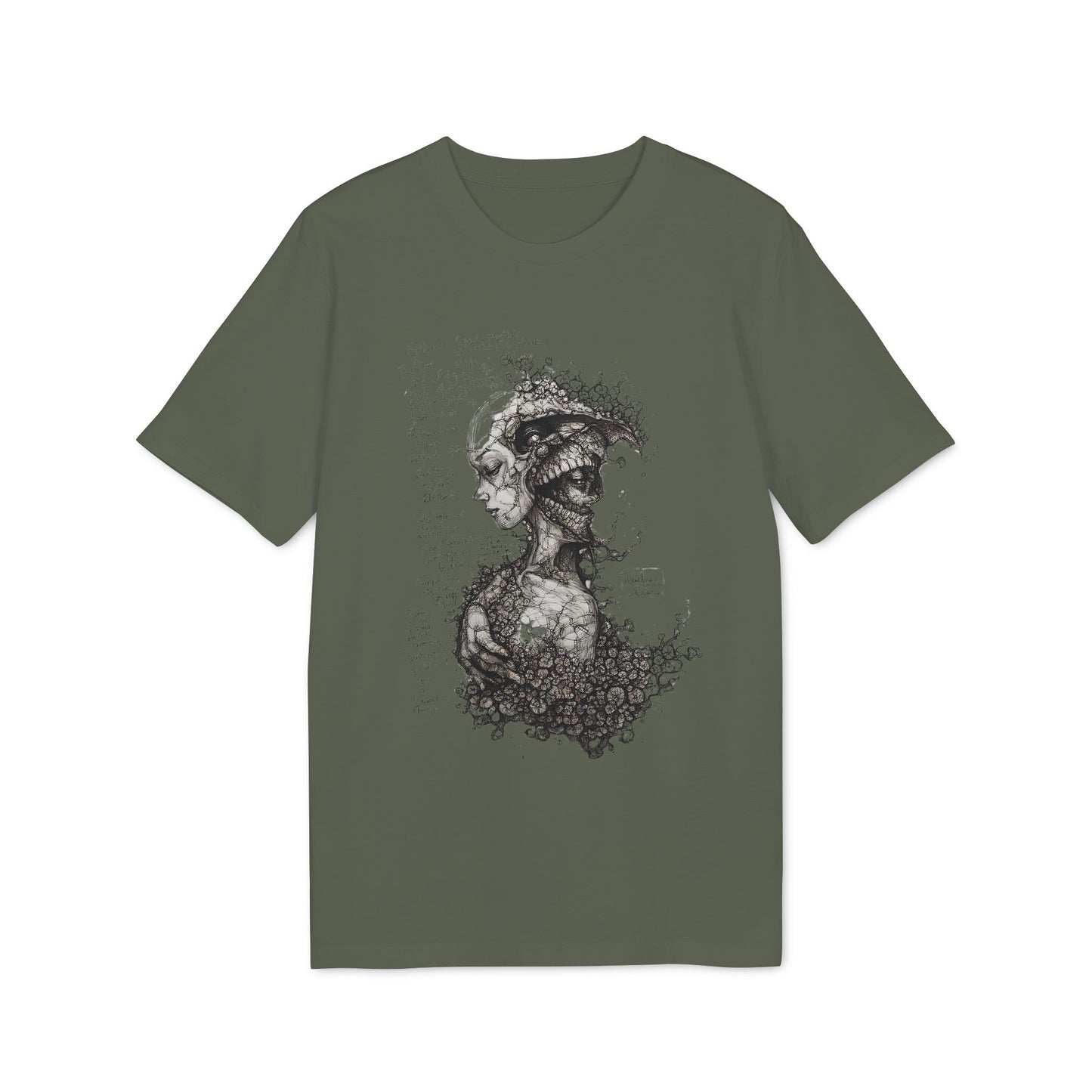 Ucique Dual Existence T-Shirt – Surreal Line-Art Fusion | Organic Cotton Eco Streetwear