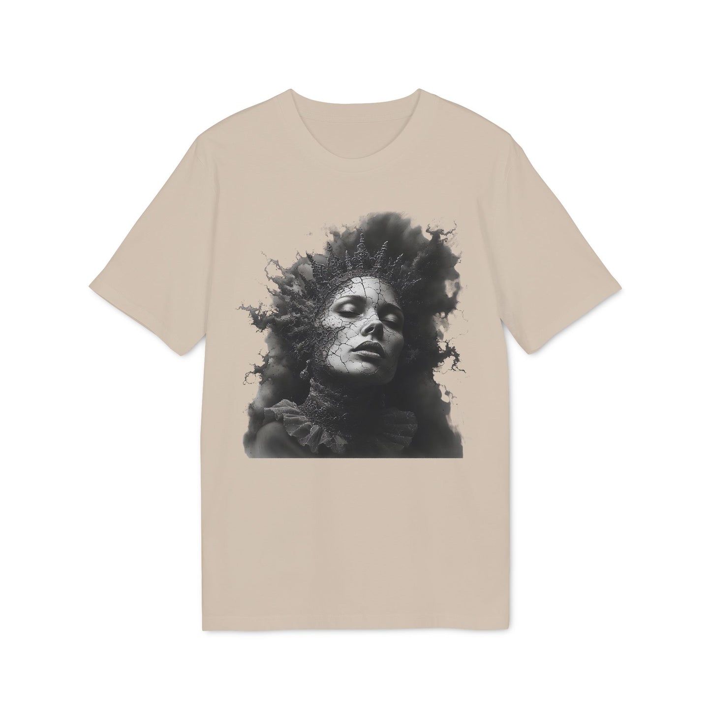 Ucique Cracked Queen T-Shirt – Surreal Dark Art Portrait | Eco Unisex Streetwear