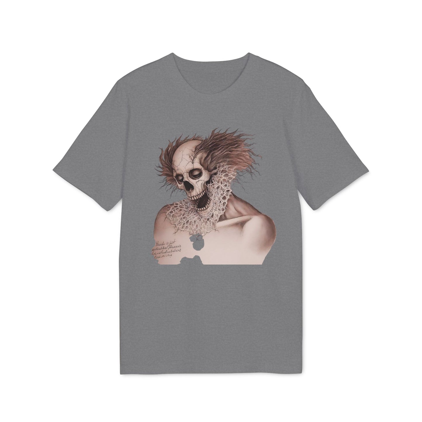 Ucique Bone Jester T-Shirt – Surreal Skull Portrait | Organic Cotton Eco Gothic Streetwear