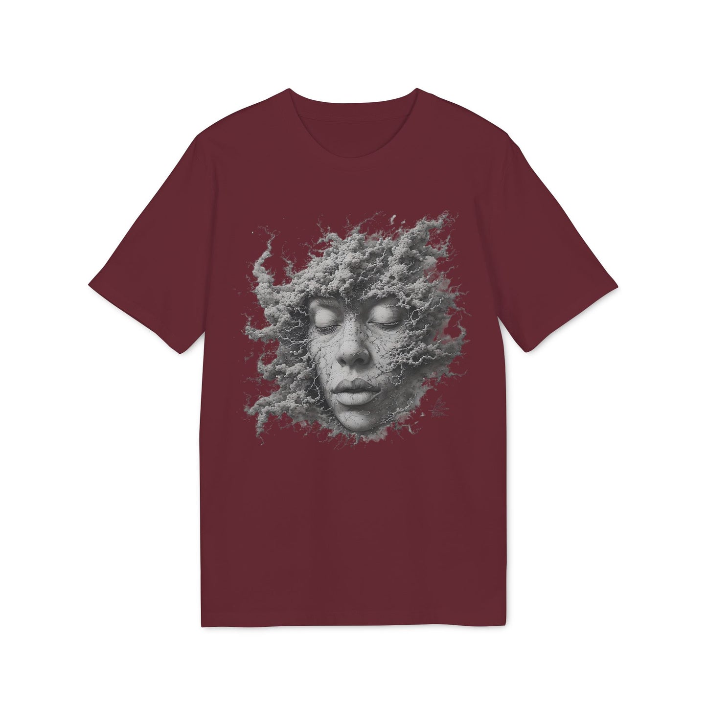 Ucique Dust of Silence T-Shirt – Surreal Face Fragment Design | Organic Cotton Eco Streetwear