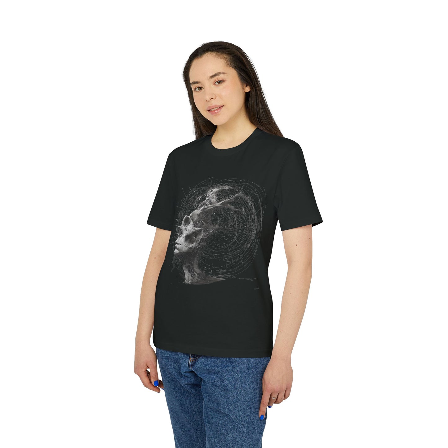 Ucique Echo Skull T-Shirt – Surreal Cosmic Anatomy Design | Organic Cotton Eco Streetwear
