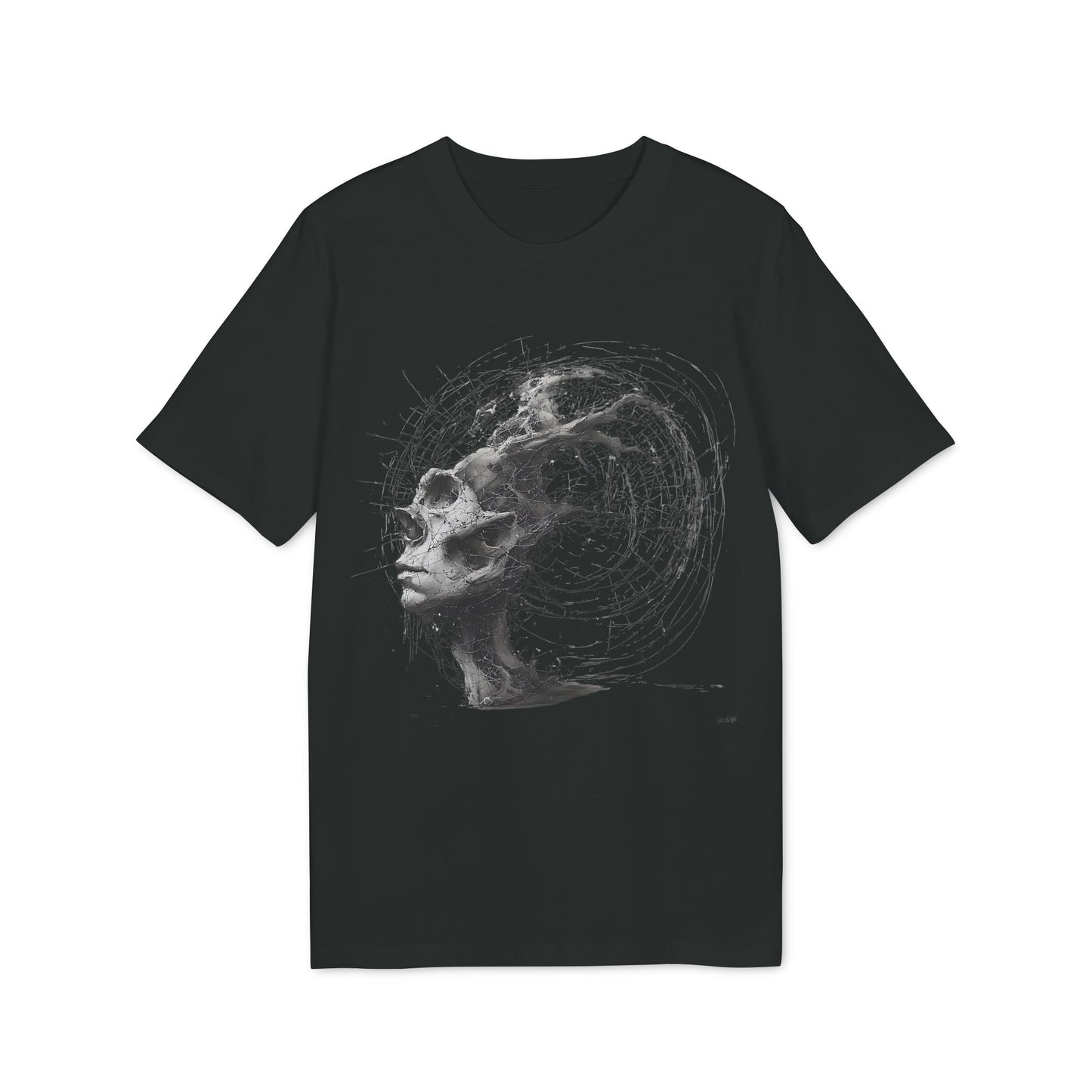 Ucique Echo Skull T-Shirt – Surreal Cosmic Anatomy Design | Organic Cotton Eco Streetwear