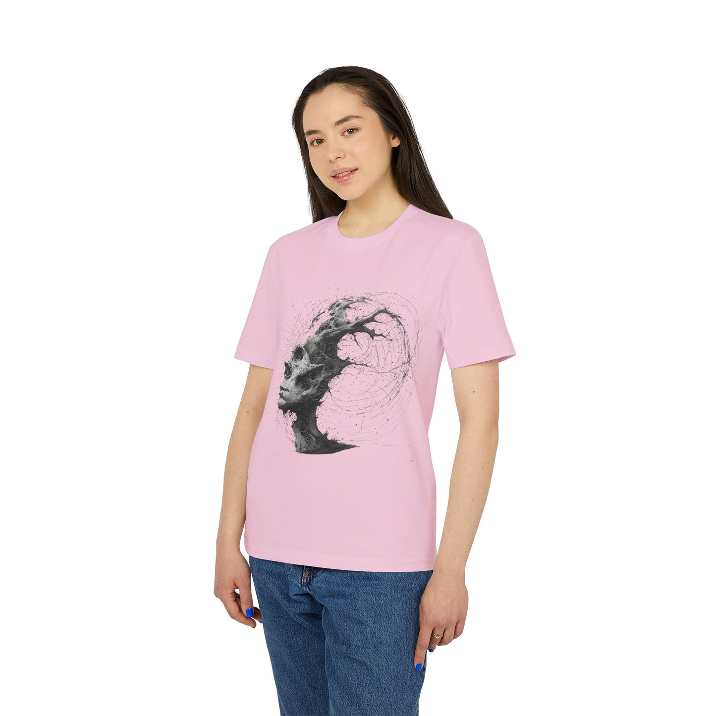 Ucique Echo Skull T-Shirt – Surreal Cosmic Anatomy Design | Organic Cotton Eco Streetwear