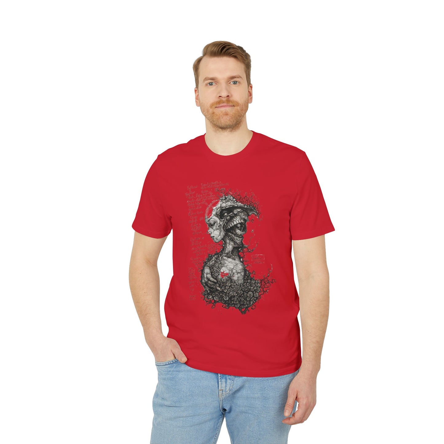 Ucique Dual Existence T-Shirt – Surreal Line-Art Fusion | Organic Cotton Eco Streetwear