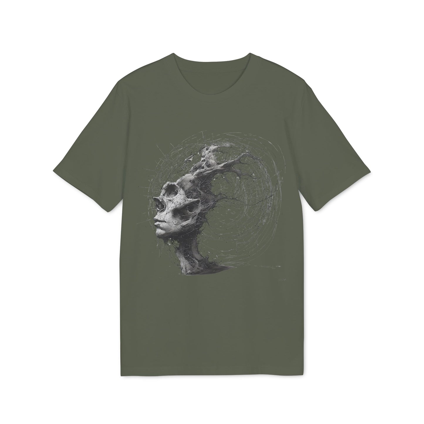 Ucique Echo Skull T-Shirt – Surreal Cosmic Anatomy Design | Organic Cotton Eco Streetwear