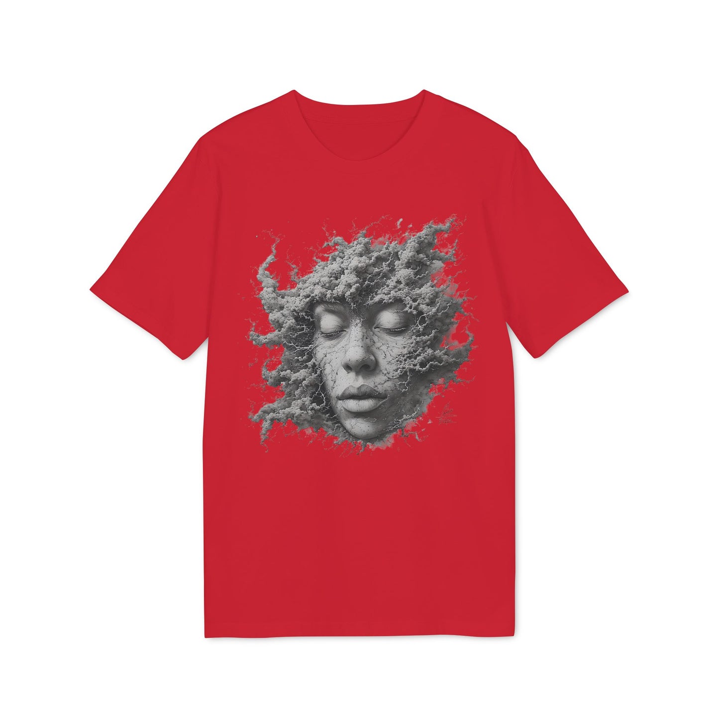 Ucique Dust of Silence T-Shirt – Surreal Face Fragment Design | Organic Cotton Eco Streetwear