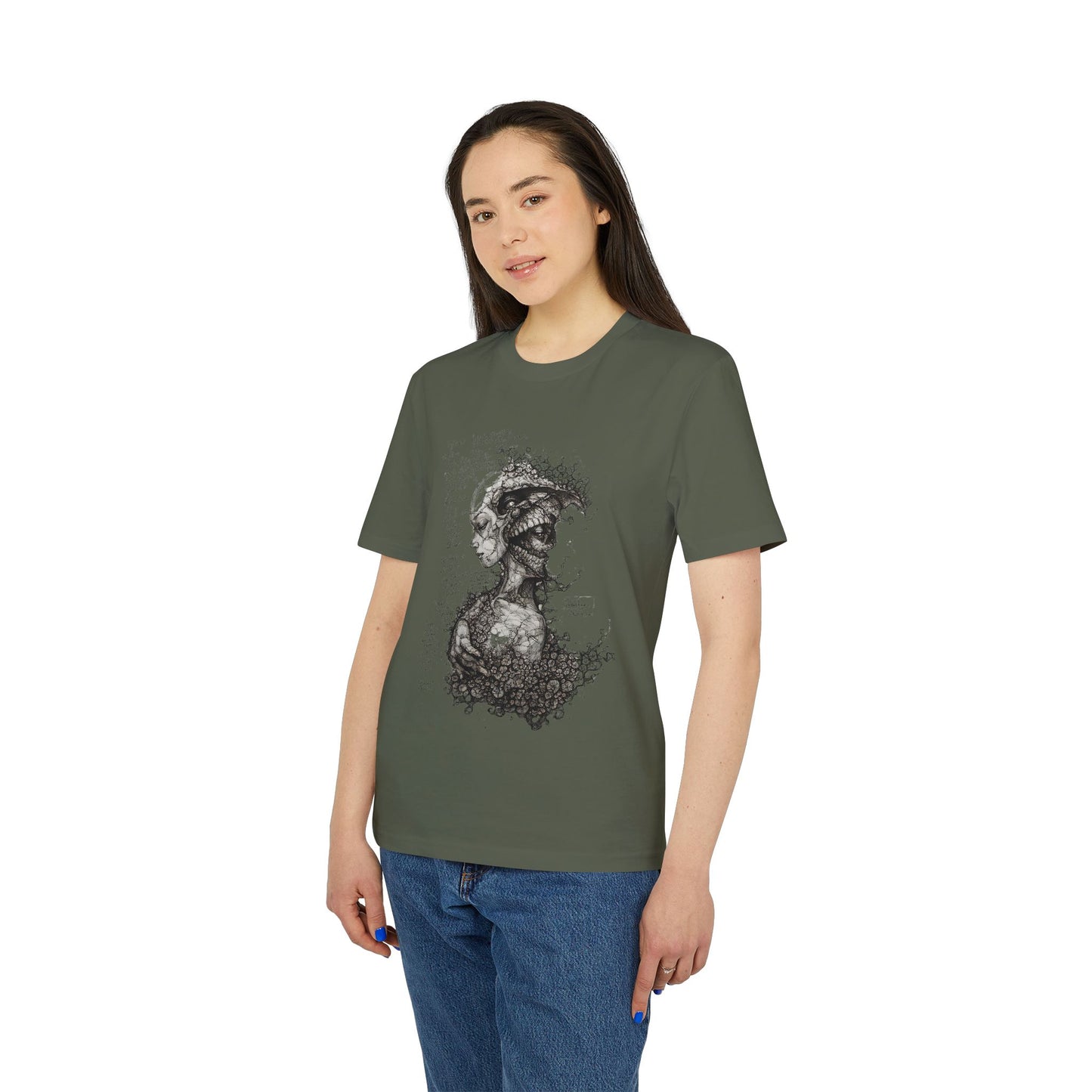 Ucique Dual Existence T-Shirt – Surreal Line-Art Fusion | Organic Cotton Eco Streetwear