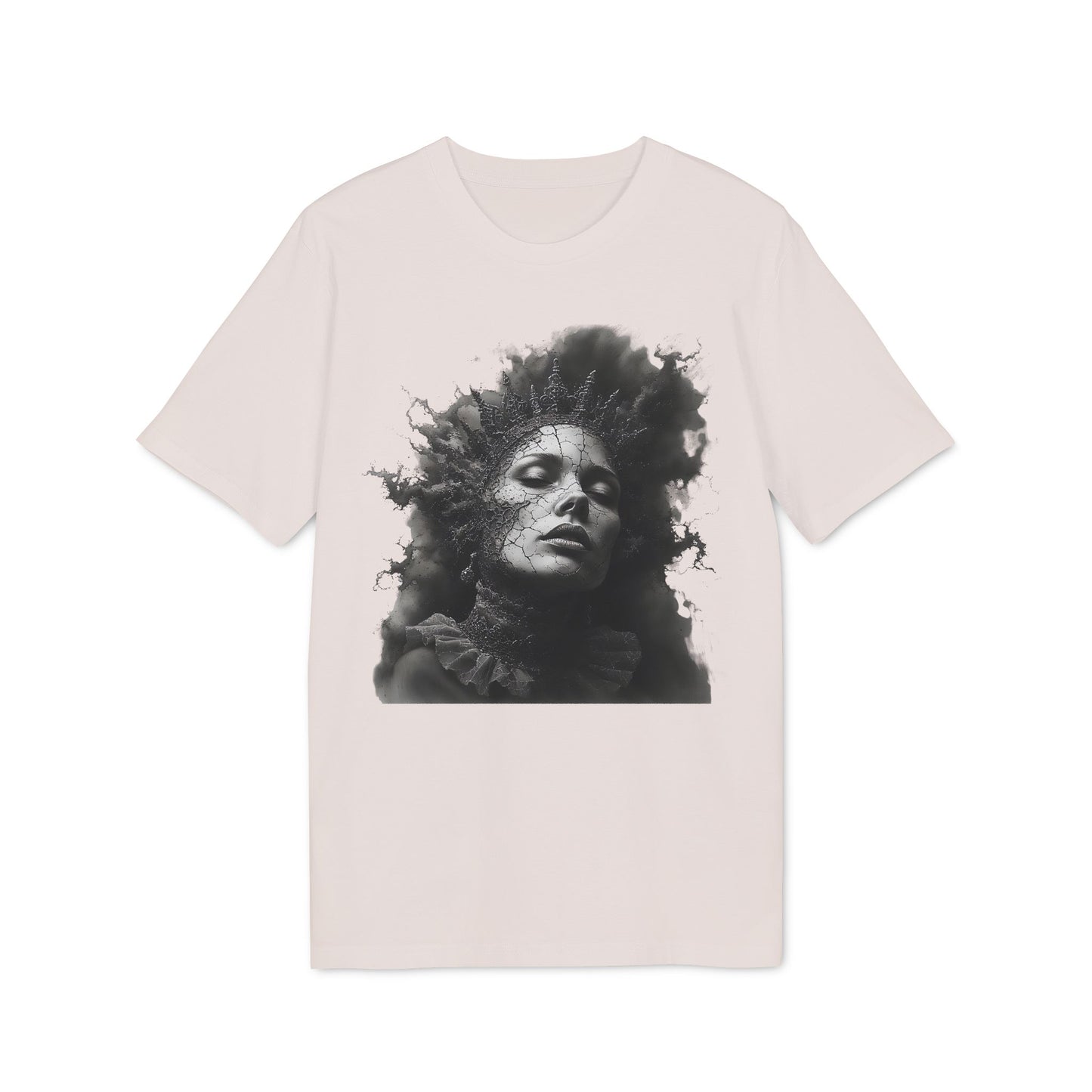 Ucique Cracked Queen T-Shirt – Surreal Dark Art Portrait | Eco Unisex Streetwear
