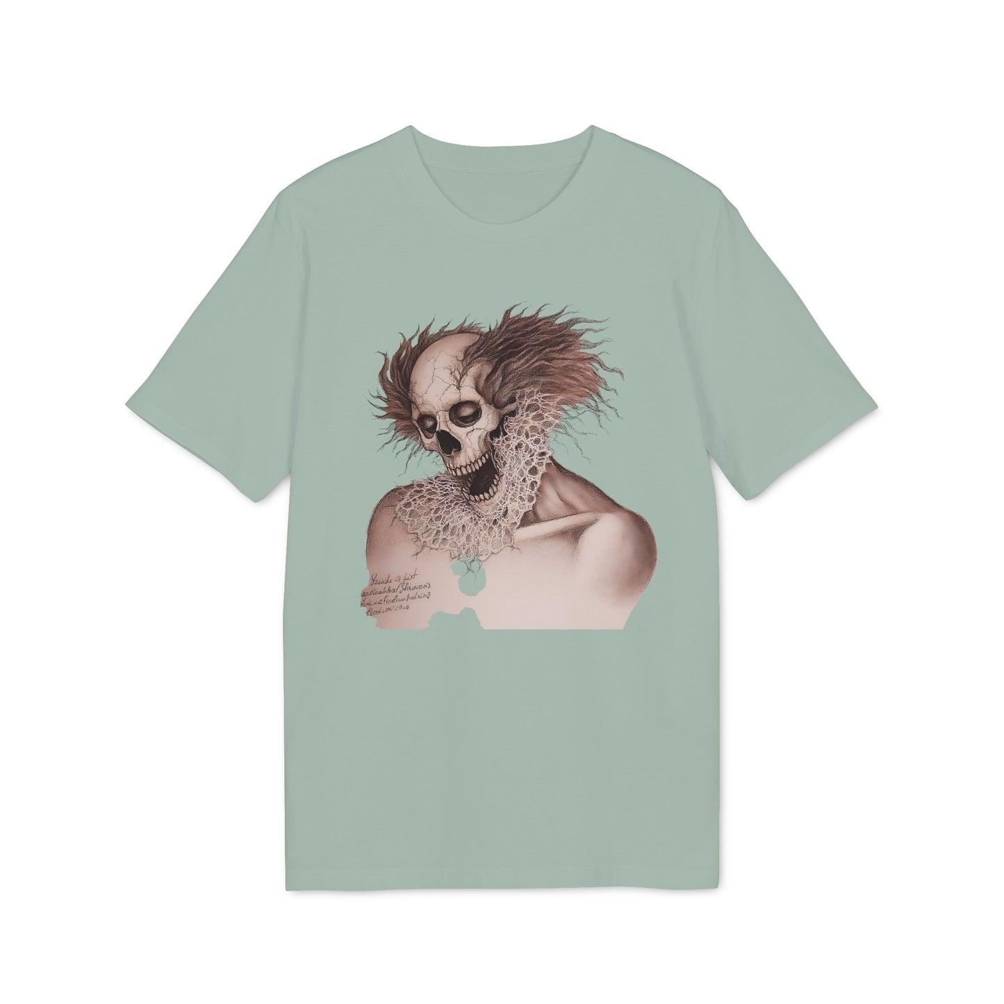 Ucique Bone Jester T-Shirt – Surreal Skull Portrait | Organic Cotton Eco Gothic Streetwear