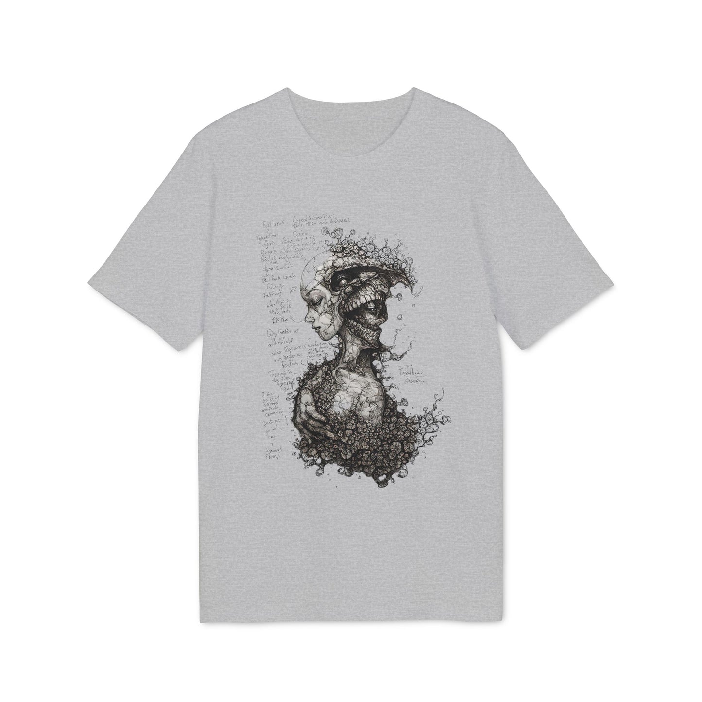 Ucique Dual Existence T-Shirt – Surreal Line-Art Fusion | Organic Cotton Eco Streetwear