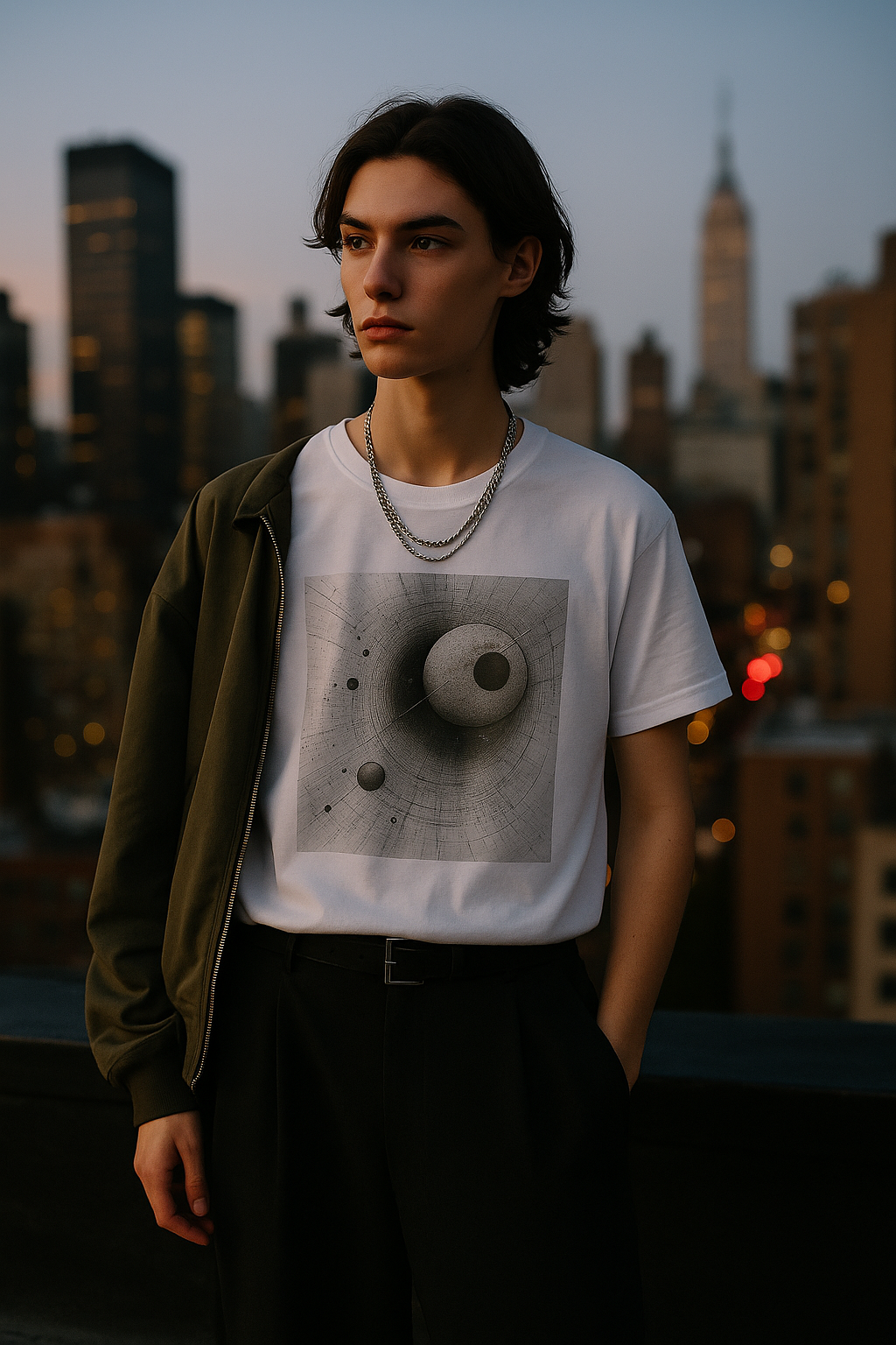 Ucique Eclipse T-Shirt – Dark Celestial Geometry | Eco Unisex Streetwear