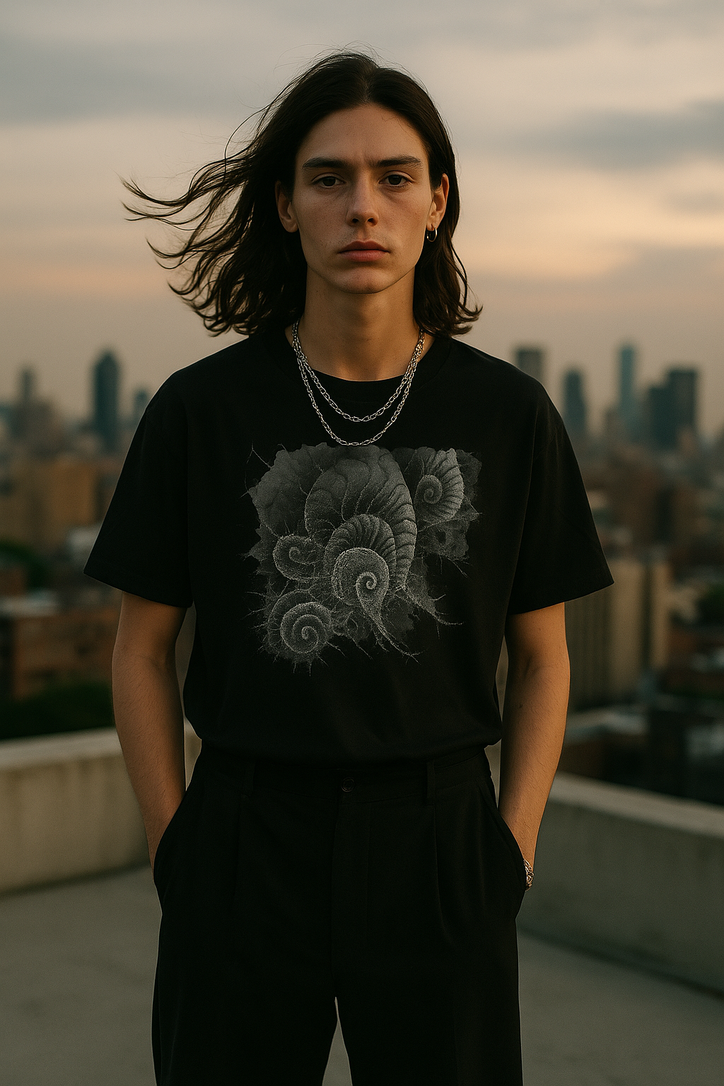 Ucique Spiral Fractal T-Shirt – Occult Geometry Dark Art | Eco Unisex Streetwear