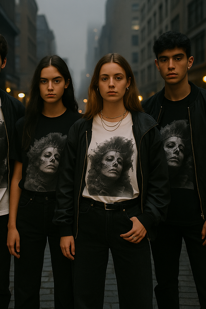 Ucique Cracked Queen T-Shirt – Surreal Dark Art Portrait | Eco Unisex Streetwear