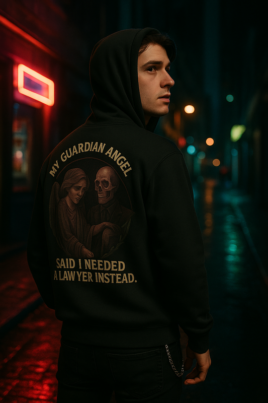 Ucique Guardian Angel Hoodie – Dark Gothic Skull & Angel Design | Sarcastic Streetwear