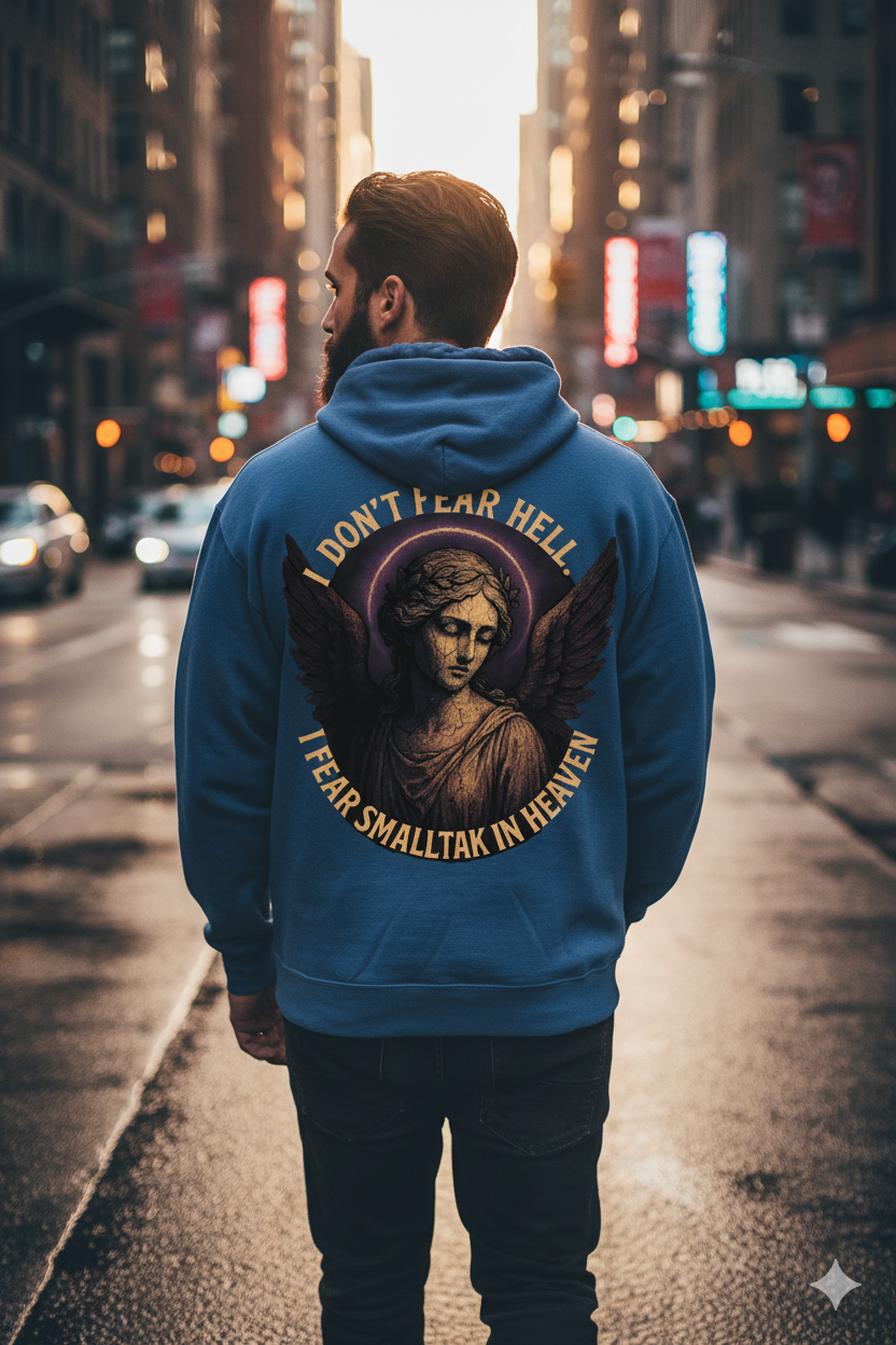Ucique Angel Hoodie – I Don’t Fear Hell, I Fear Small Talk in Heaven | Gothic Sarcasm Streetwear