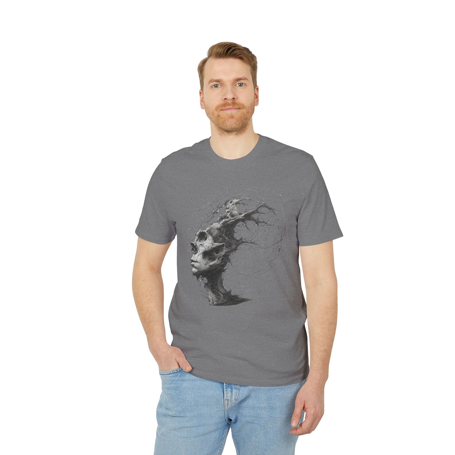 Ucique Echo Skull T-Shirt – Surreal Cosmic Anatomy Design | Organic Cotton Eco Streetwear