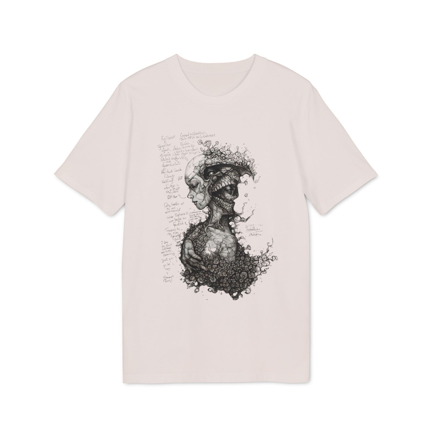 Ucique Dual Existence T-Shirt – Surreal Line-Art Fusion | Organic Cotton Eco Streetwear