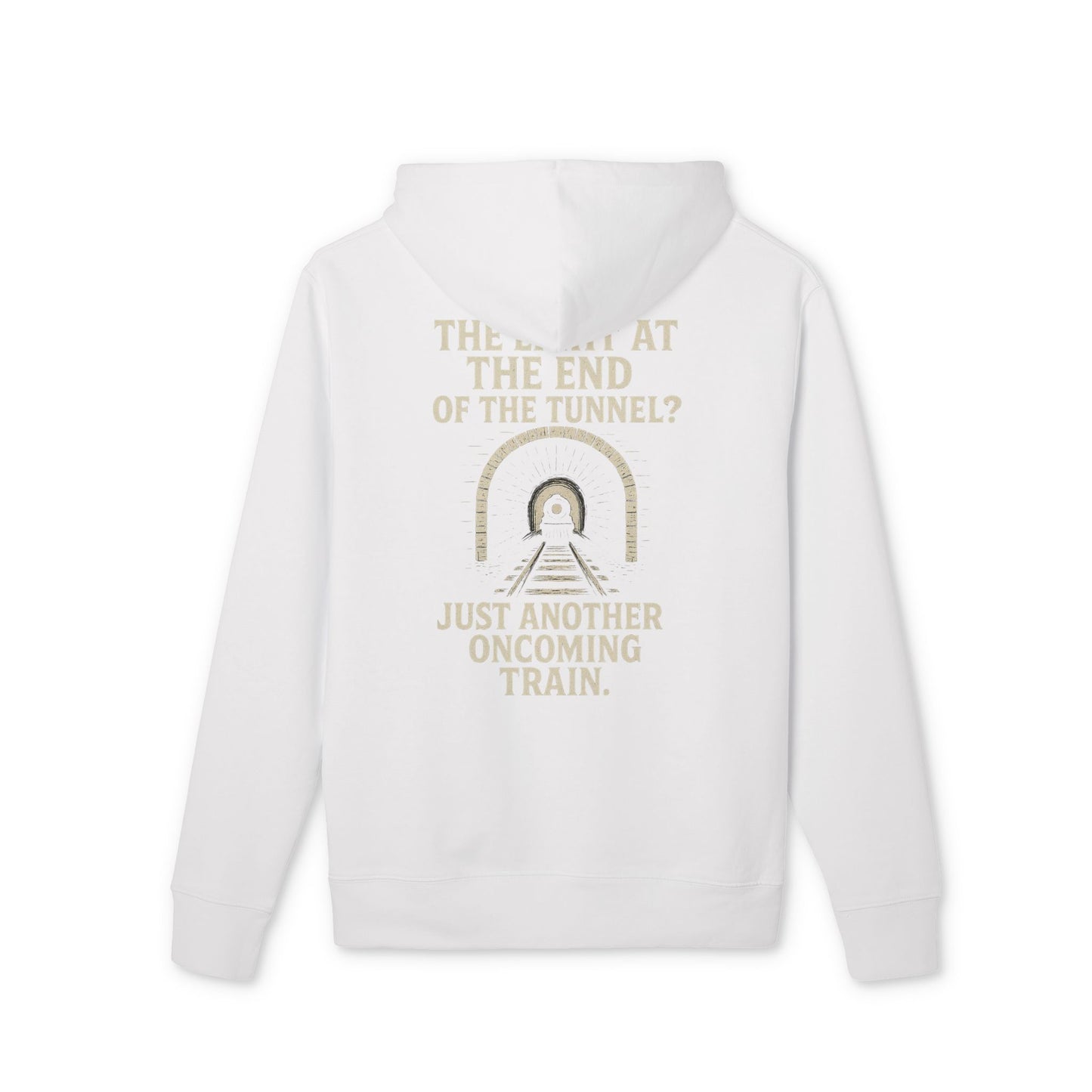 Ucique Organic Tunnel Hoodie – The Light at the End? Just Another Oncoming Train | Eco Gothic Sarcasm Streetwear