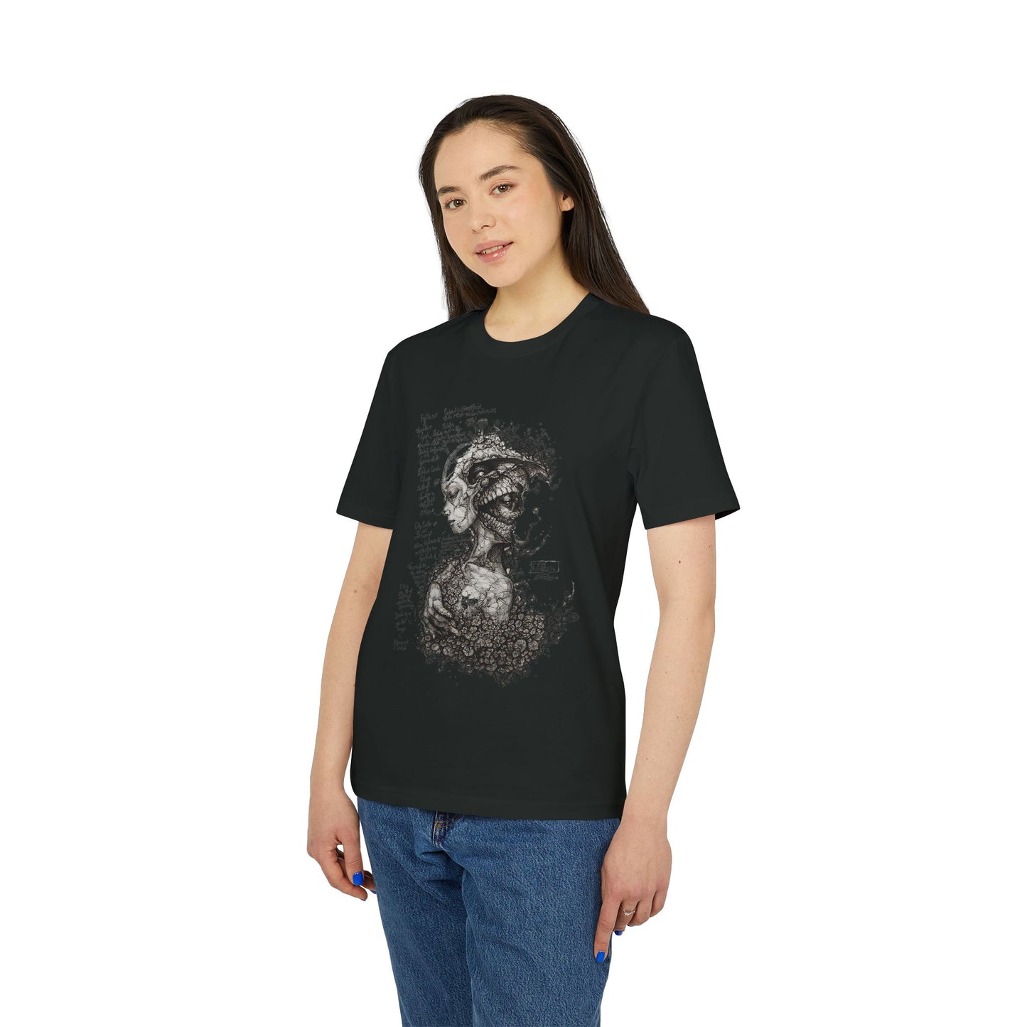 Ucique Dual Existence T-Shirt – Surreal Line-Art Fusion | Organic Cotton Eco Streetwear
