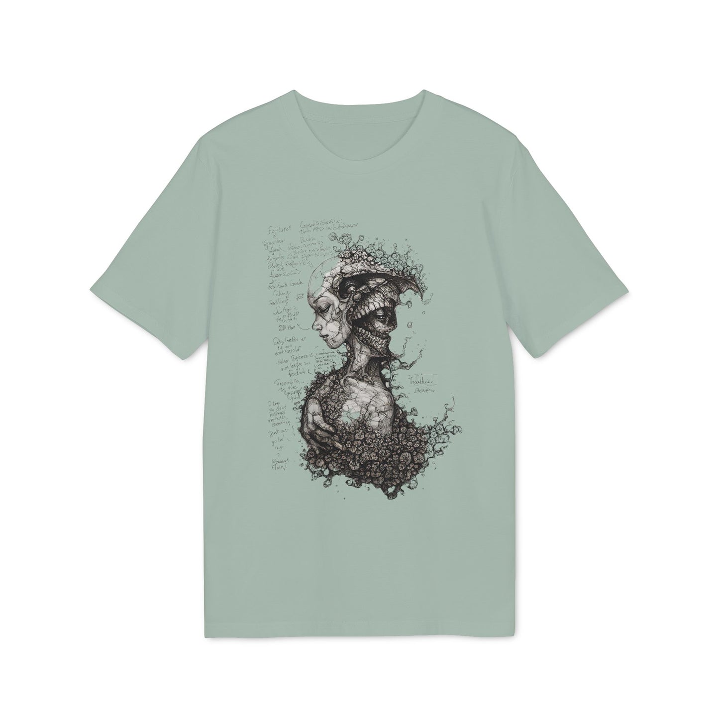 Ucique Dual Existence T-Shirt – Surreal Line-Art Fusion | Organic Cotton Eco Streetwear
