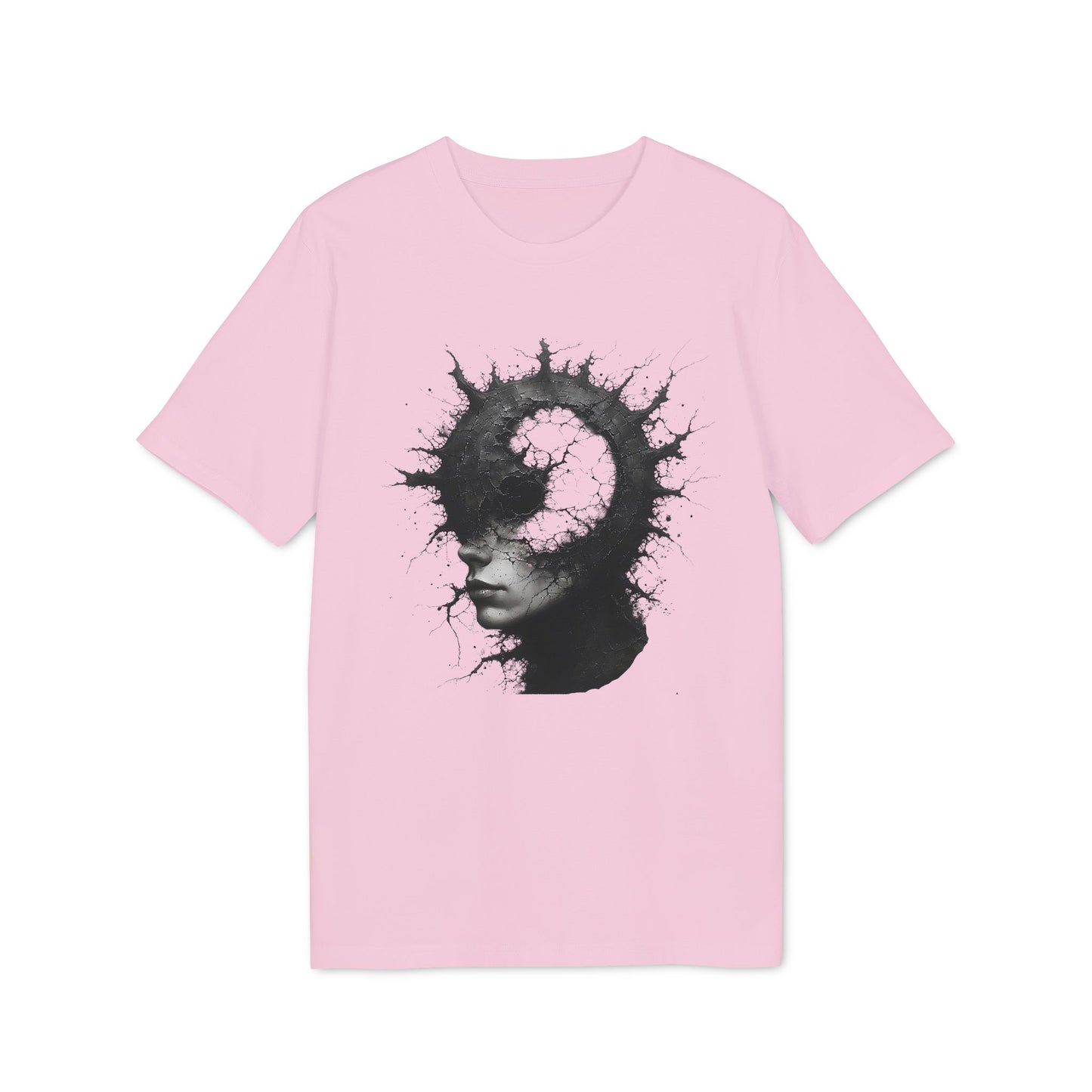 Ucique Spiral Mind T-Shirt – Surreal Cracked Head Design | Organic Cotton Eco Streetwear