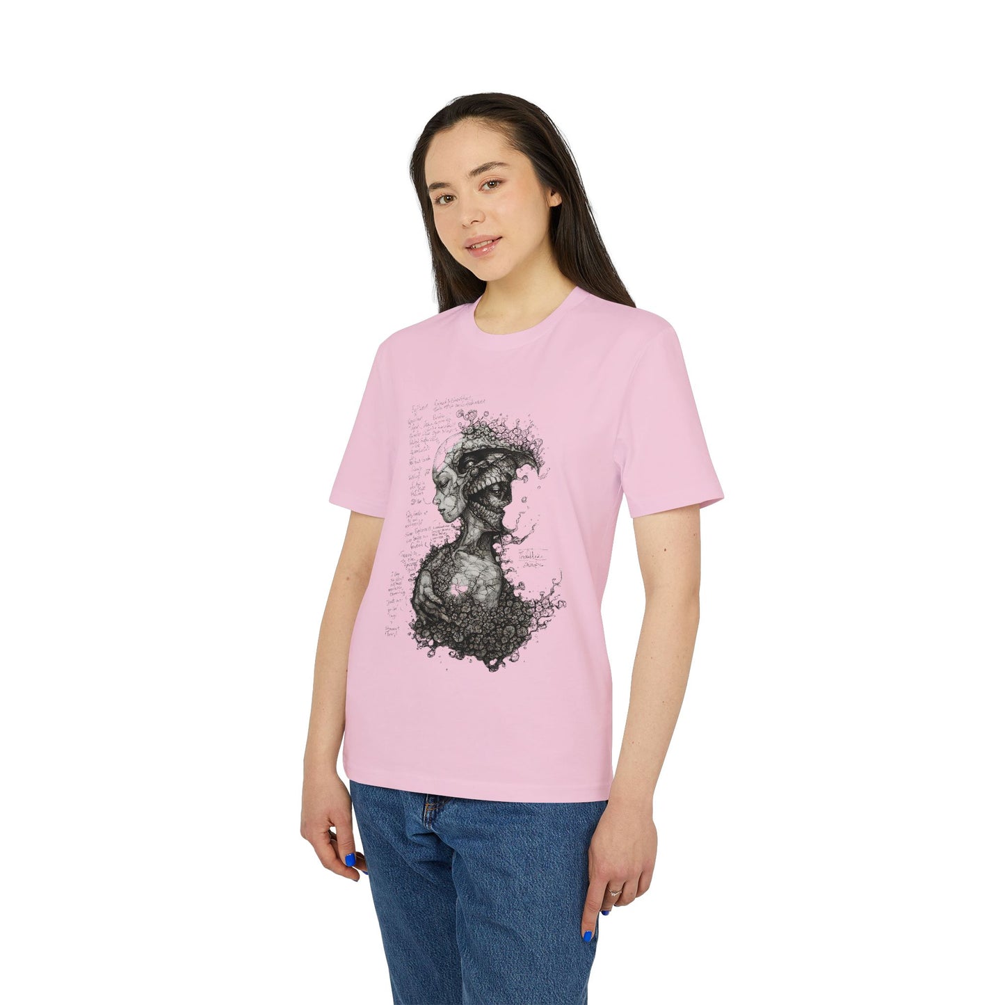 Ucique Dual Existence T-Shirt – Surreal Line-Art Fusion | Organic Cotton Eco Streetwear