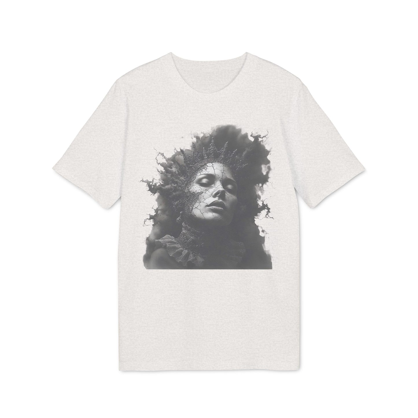 Ucique Cracked Queen T-Shirt – Surreal Dark Art Portrait | Eco Unisex Streetwear