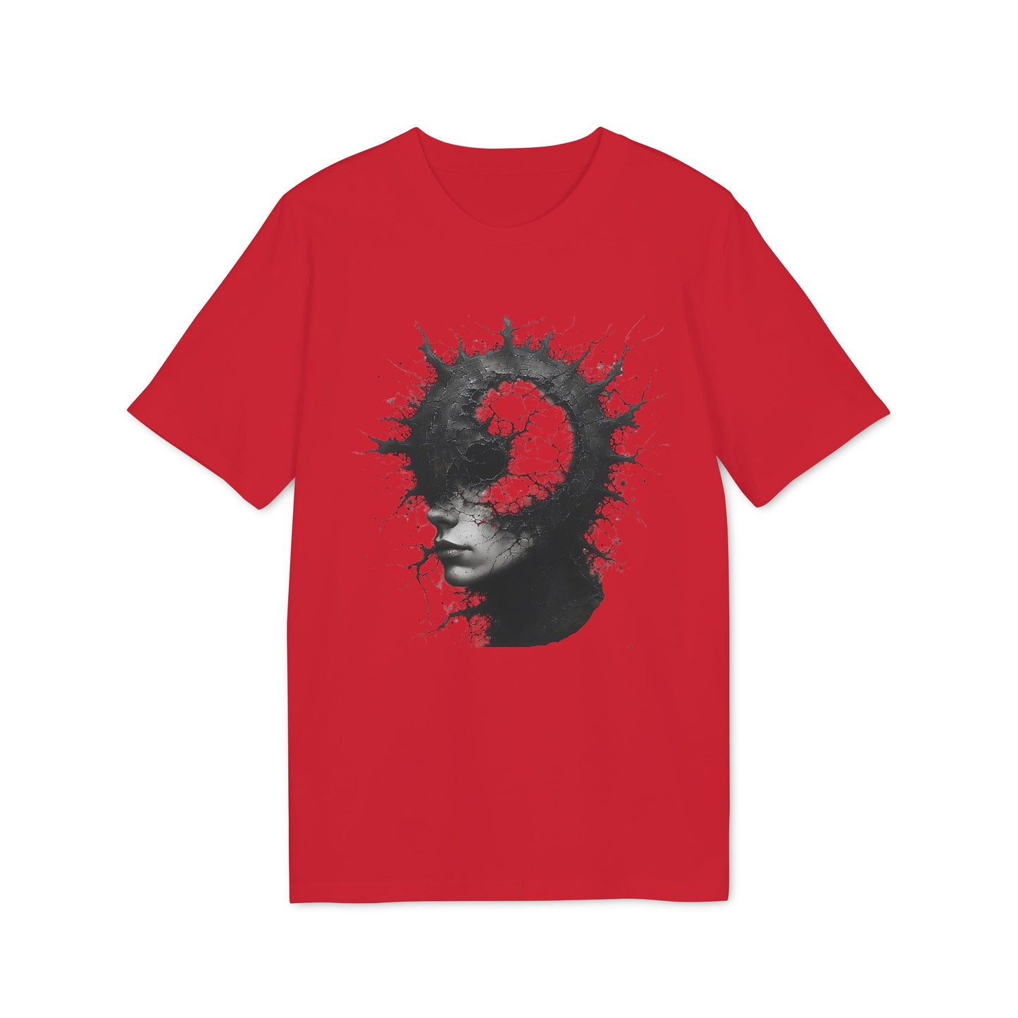 Ucique Spiral Mind T-Shirt – Surreal Cracked Head Design | Organic Cotton Eco Streetwear